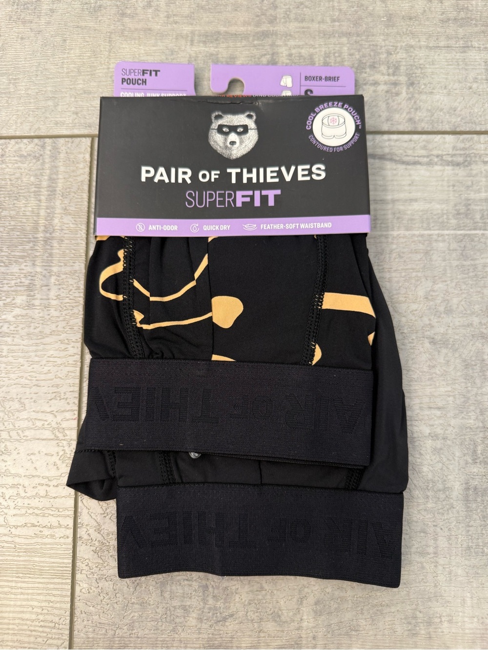 2 Pk NEW Men’s SZ Small Pair of Thieves Super Fit Boxer Briefs Black / Gold